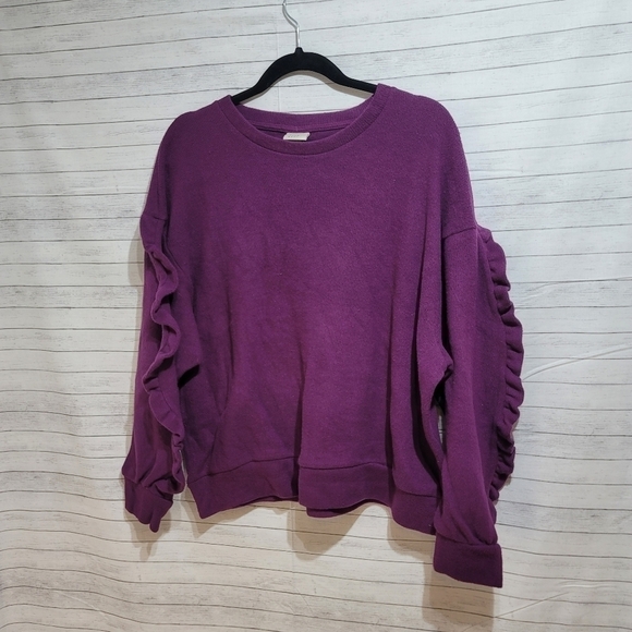 A NEW DAY RUFFLE SLEEVE PURPLE SWEATER, SZ XXL - Picture 1 of 9